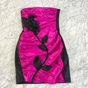 Elegant Pink and Black Strapless Dress